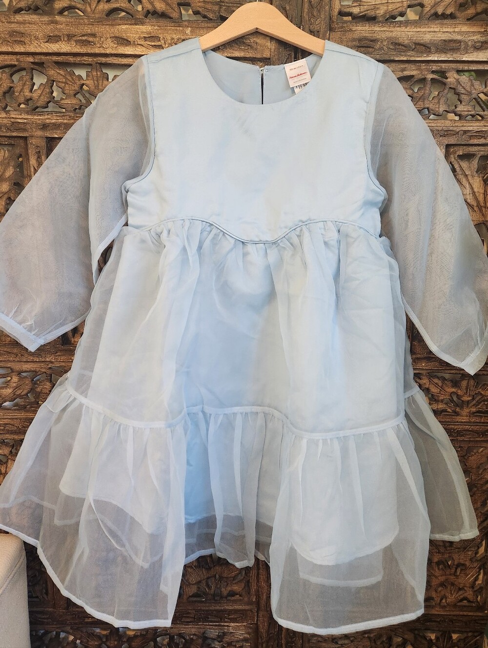 NWOT Hanna Andersson Pale Blue Organza Party Dress. Girls 6-7